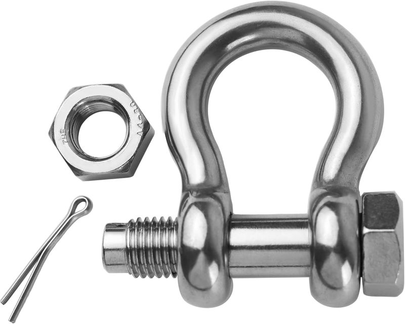 MEMUME Store Stainless Steel D Ring Shackles 1/4" 5/16" 3/8" 1/2 inch 316 SS Heavy Duty Boat Anchor Shackle Marine Grade Bow Shackles with Cotter Pins - Image 3